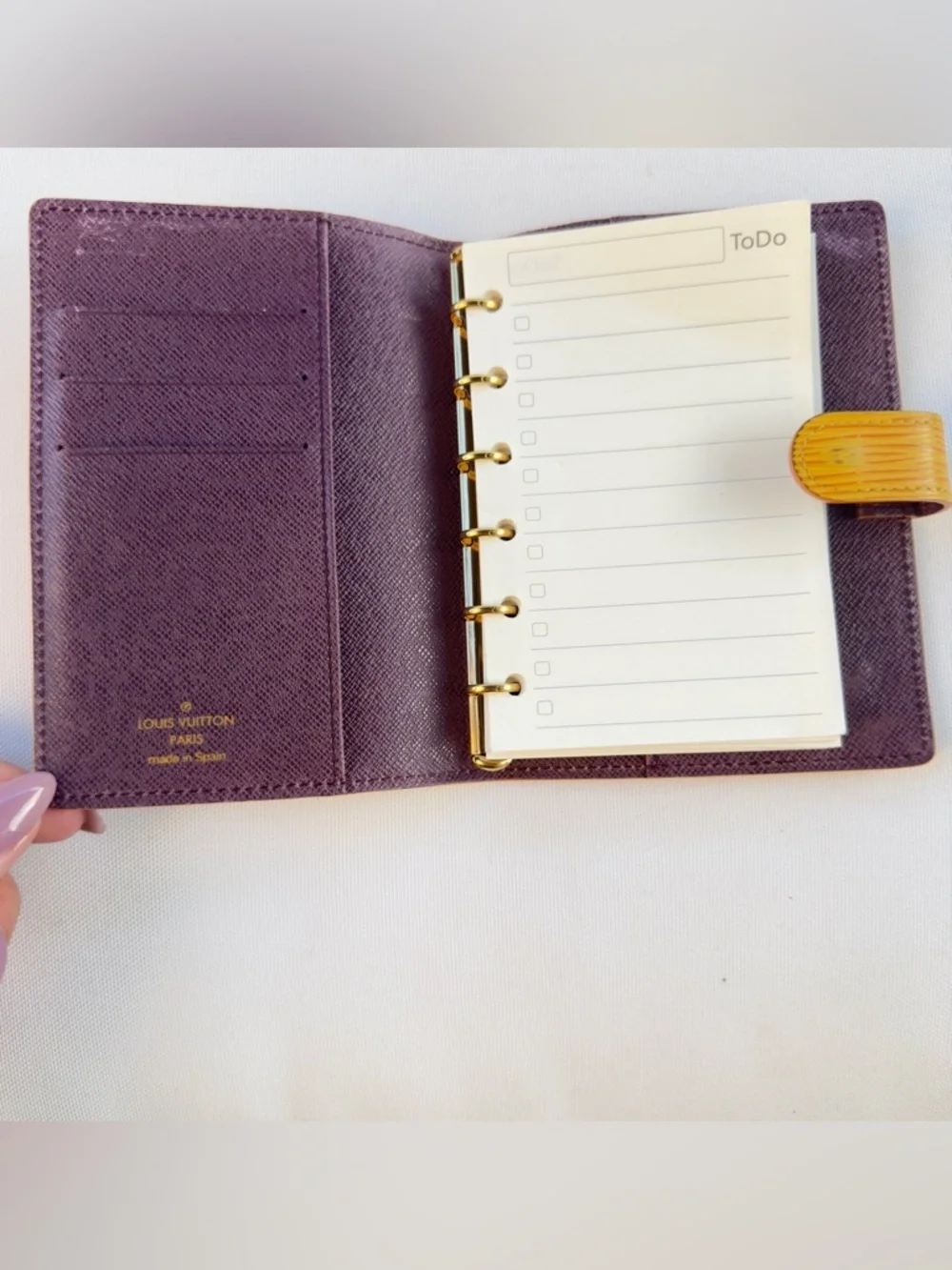 Louis Vuitton Vintage Epi Agenda PM Yellow Toledo Gold Planner Leather Cover